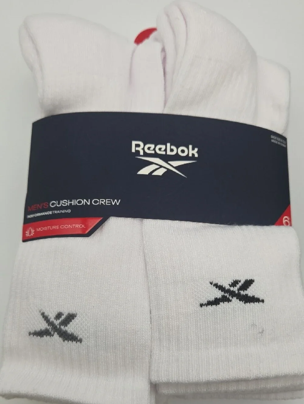 12 Reebok Men's Cushion Crew Socks  6-Pack White And 6-Pack Black